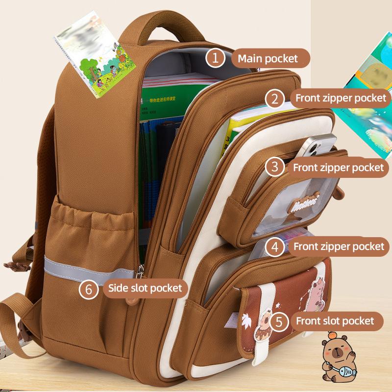 Школьный рюкзак Kapibala для школьников, рюкзак для начальной школы, детский рюкзак, облегчающий нагрузку, рюкзак большой вместимости