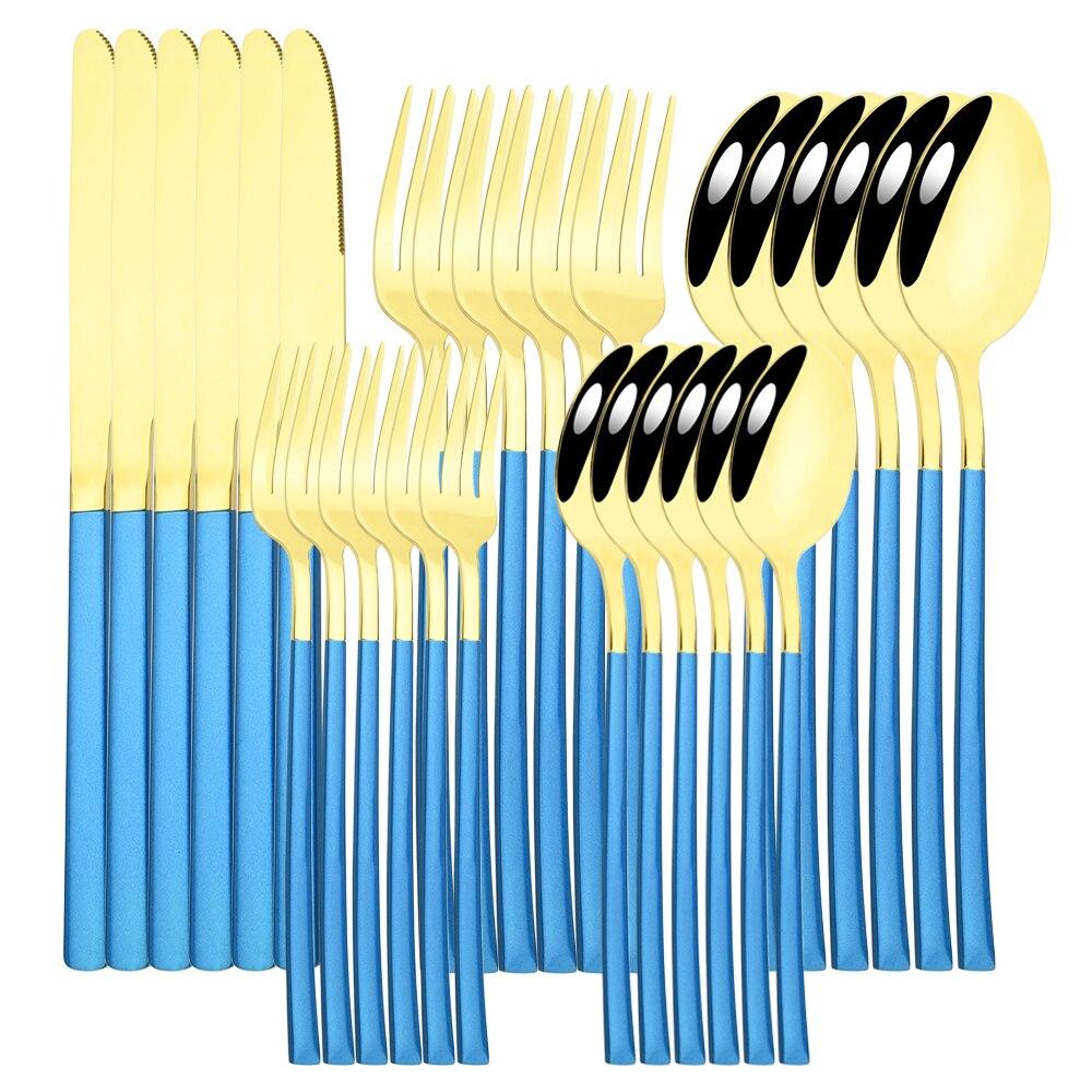 30 шт., набор столовых приборов в стиле вестерн, черное золото, набор столовых приборов из нержавеющей стали, нож, десертная вилка, ложка, набор столовых приборов, столовое серебро