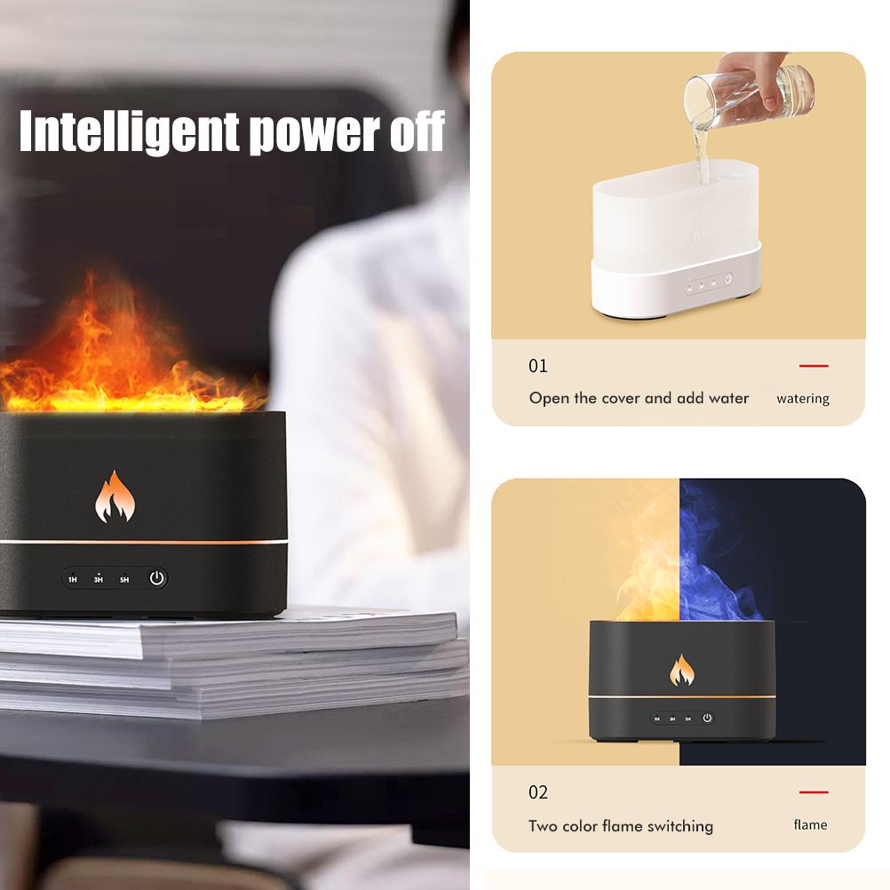 Flame Humidifier Essential Oil Diffuser Cool Mist Humidifiers for Bedroom 200 Ml Mini Air Small