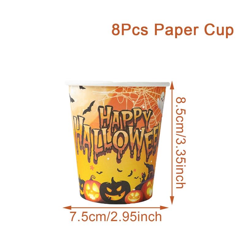 Halloween Disposable Party Tableware Sets Pumpkin Witch Paper Plate Cup Napkins Kids Favor Happy Halloween Party Decor Supplies