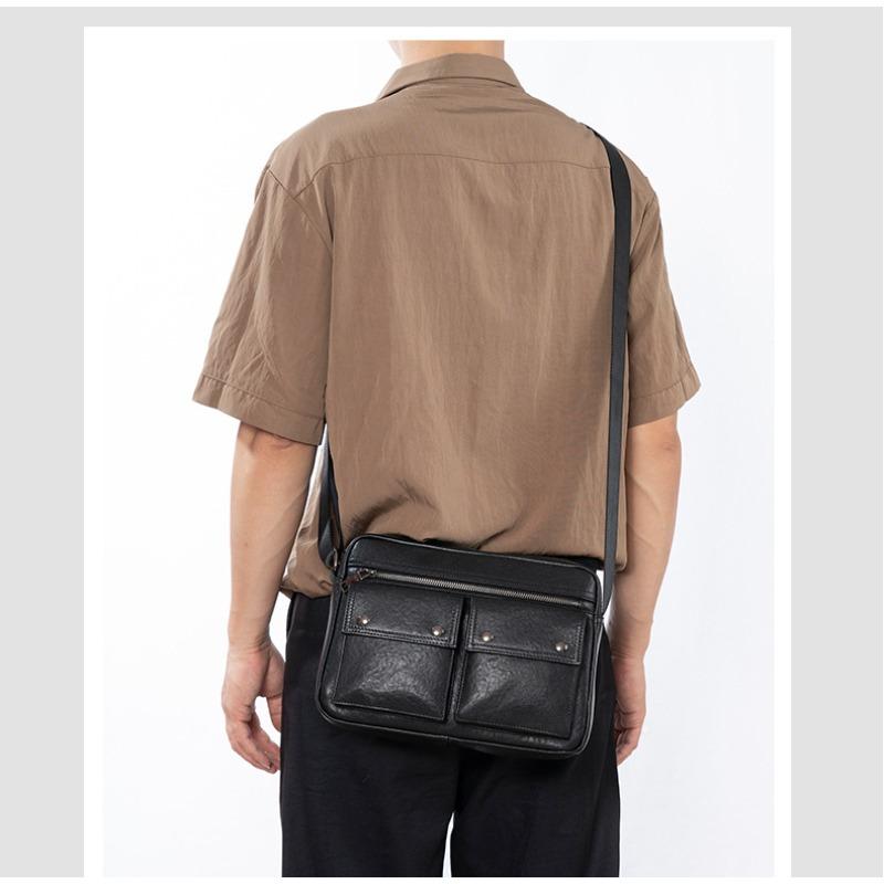 Сумка через плечо из натуральной кожи, стильная, повседневная, раскладушка, большая вместимость, мужская сумка