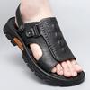 Summer Cowhide Business Sandals Men Roman Sandals Soft Sole Comfortable Beach Shoes Leather Open Toe Sandal Outdoor Casual Shoes