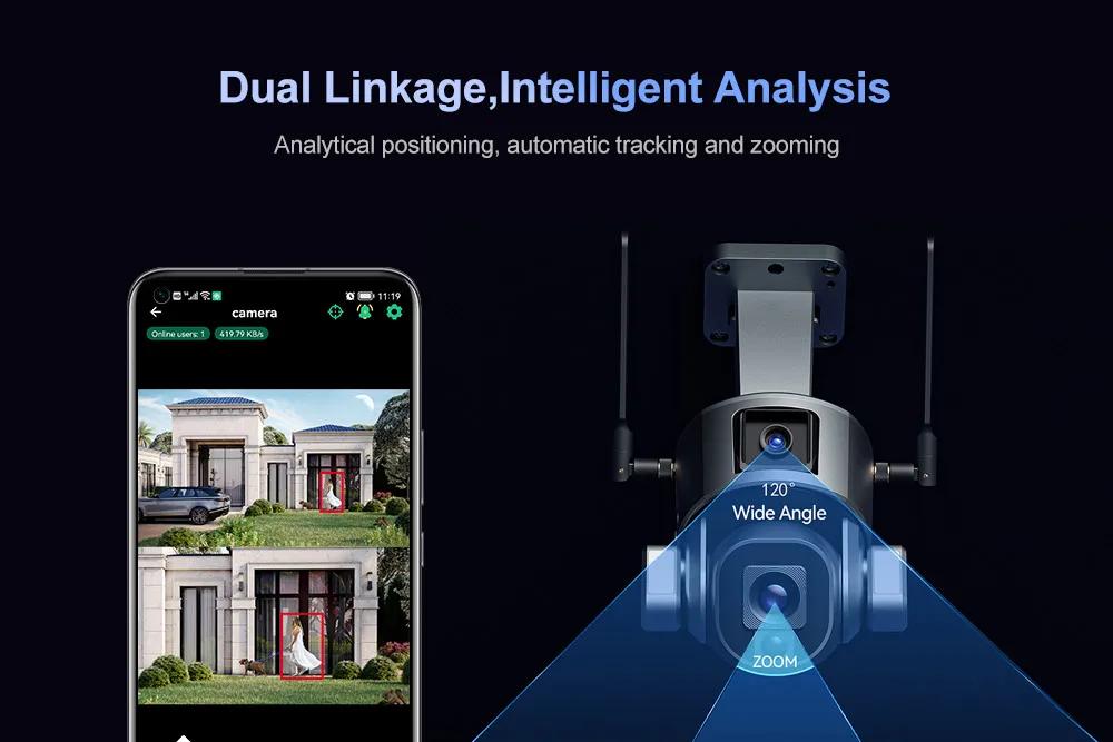 LS VISION 8MP 20X Optical Zoom 4G Solar Camera Dual Screen Wireless Outdoor 4K WiFi PTZ Human Auto Tracking Surveillance Cameras