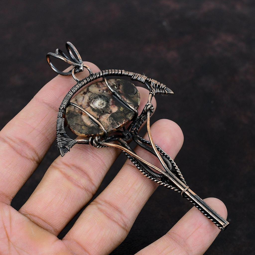 Подвеска из яшмы «птичий глаз», медная проволочная обертка, ювелирные изделия из яшмы «птичий глаз», оригинальная подвеска из драгоценных камней ручной работы, медные ювелирные изделия в подарок для нее