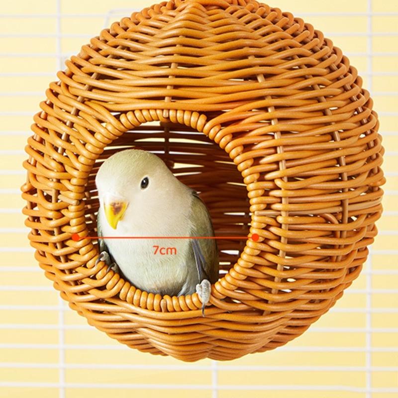 Woven Plastic Faux Rattan Bird Nest Hanging Design Birdhouses For Budgies Cockatiels And Lovebirds Cage Decoration