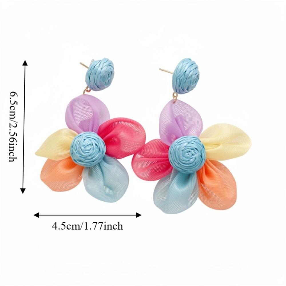 Raffia Dangle Earrings Sunflower Flower Ear Drop Elegant Wood Drop Earrings Holiday