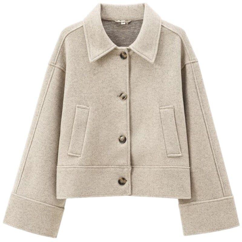 Fashion Style 2024 Autumn New Arrival Women's Casual Simple Fashion Loose Collar Felt Short Coat 1228436