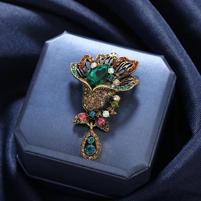 Винтажная роскошная блестящая брошь со стразами, модная цветочная элегантная повседневная брошь, аксессуары