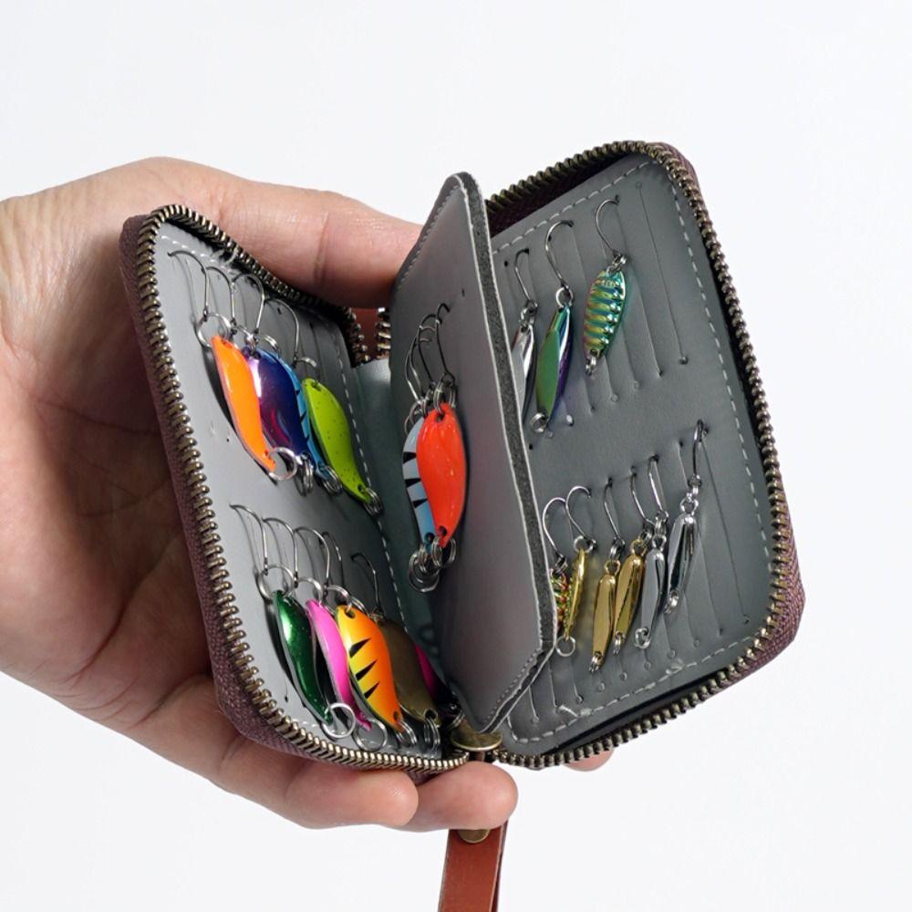 PU Leather Lure Wallet Bag Carrying Case Fishing Bag Outdoor Sports Jig Spinner Bag  Tackle Bag