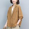 2024 Весна/Осень Блейзер свободного кроя с короткими рукавами для женщин среднего возраста - Корейский стиль, Модный, Молодящий
