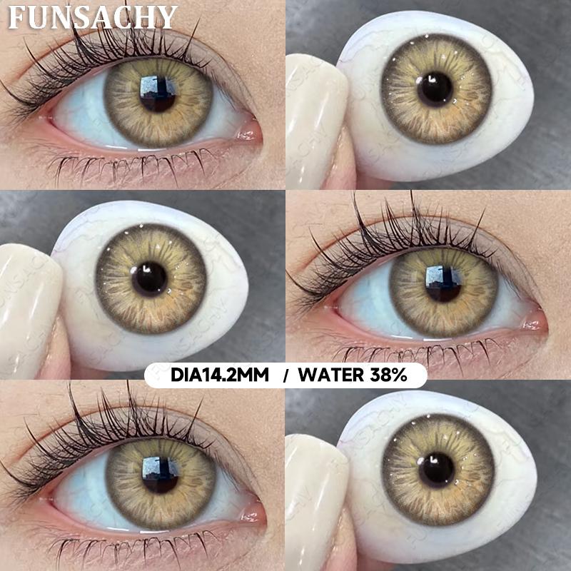 FUNSACHY 1 пара цветных глаз, синие линзы, корейские натуральные линзы, цветные контактные линзы, серые глаза, мягкий красивый зрачок, ежегодное использование