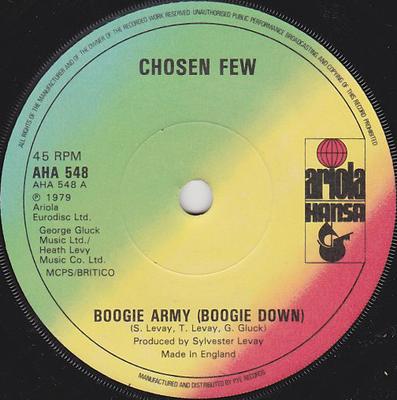 7-дюймовая пластинка CHOSEN FEW - Boogie Army (Танцуй) AHA548 Ariola Hansa 1979 UK Соул/Фанк Б/У