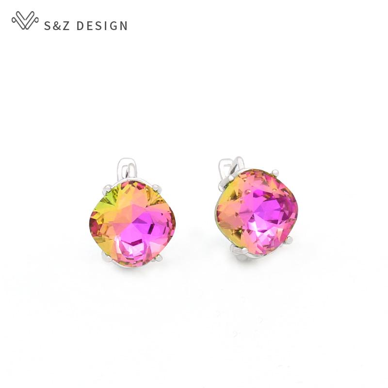 Модные серьги-капли цвета розового золота с квадратными кристаллами для женщин и девочек, повседневные аксессуары, ювелирные изделия, темперамент, подарок