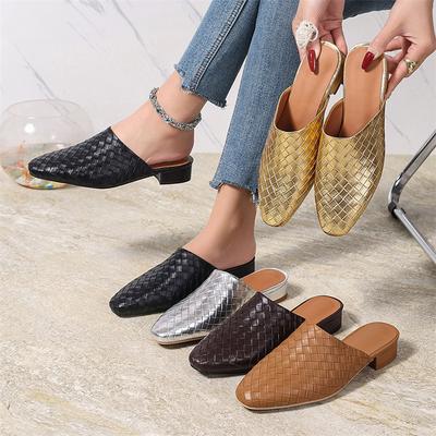 FOREADA Женские мюли из искусственной кожи, туфли-лодочки с круглым носком, лаконичный дизайн, женская модная повседневная обувь, весна-осень, золото, серебро, 45