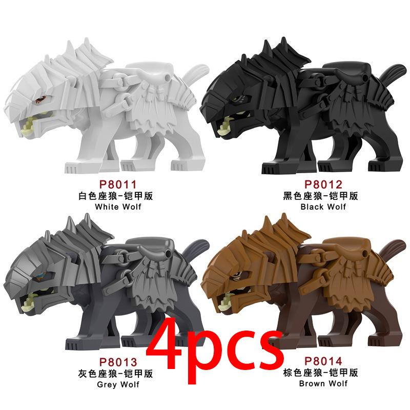 Средневековый Военный Замок Рыцарь Строительные Блоки Езда на Лошади Волк Медведь Слон Животное Жилет Оружие Флаг Седло Игрушка Кирпич Подарок A06