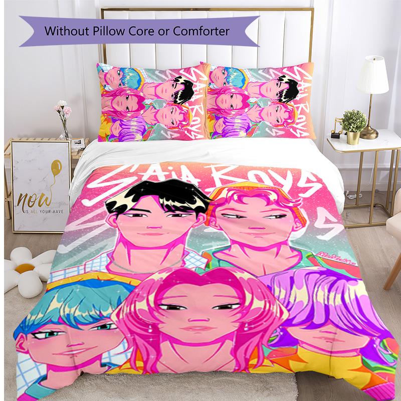Kpop Demon Hunters Pattern Printed 3PCS Bedding Set, Soft Skin-Friendly Washable Duvet Cover & Pillowcases Set