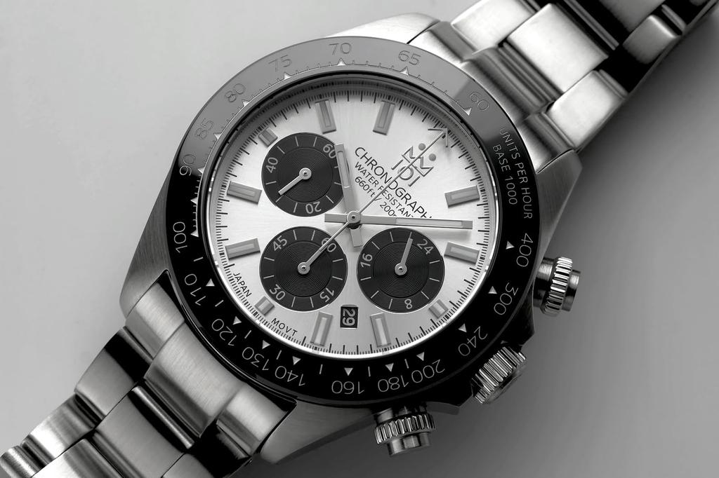 НОВАЯ модель Часы-хронограф Hyakuichi Часы 20 ATM Водонепроницаемые Дата Кварцевые Керамический Безель Серебряный Panda SSV [HYAKUICHI 101] Дайверские мужские