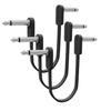 GIMI 20cm Color Patch Cables, Space-Saving Flat Cables for Guitar Effects, L-L Shape, 3-Pack (Black, 3 Cables, 20cm)
