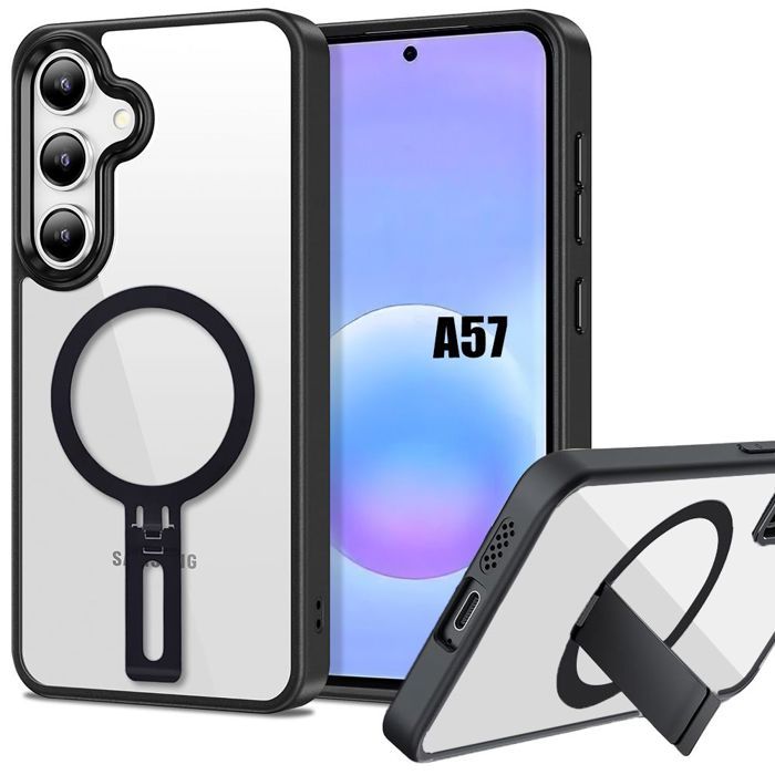 Coque pour Samsung Galaxy A57 5G, Protection Hybride Antichoc avec Support Réglable Argenté
