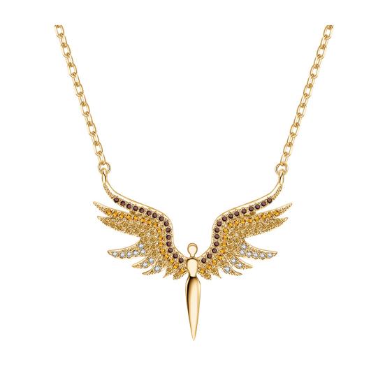 Women Necklace Rhinestones Angle Wing Shape Pendant Choker Necklace Adjustable Extended Chain Necklace Clothing Accessories