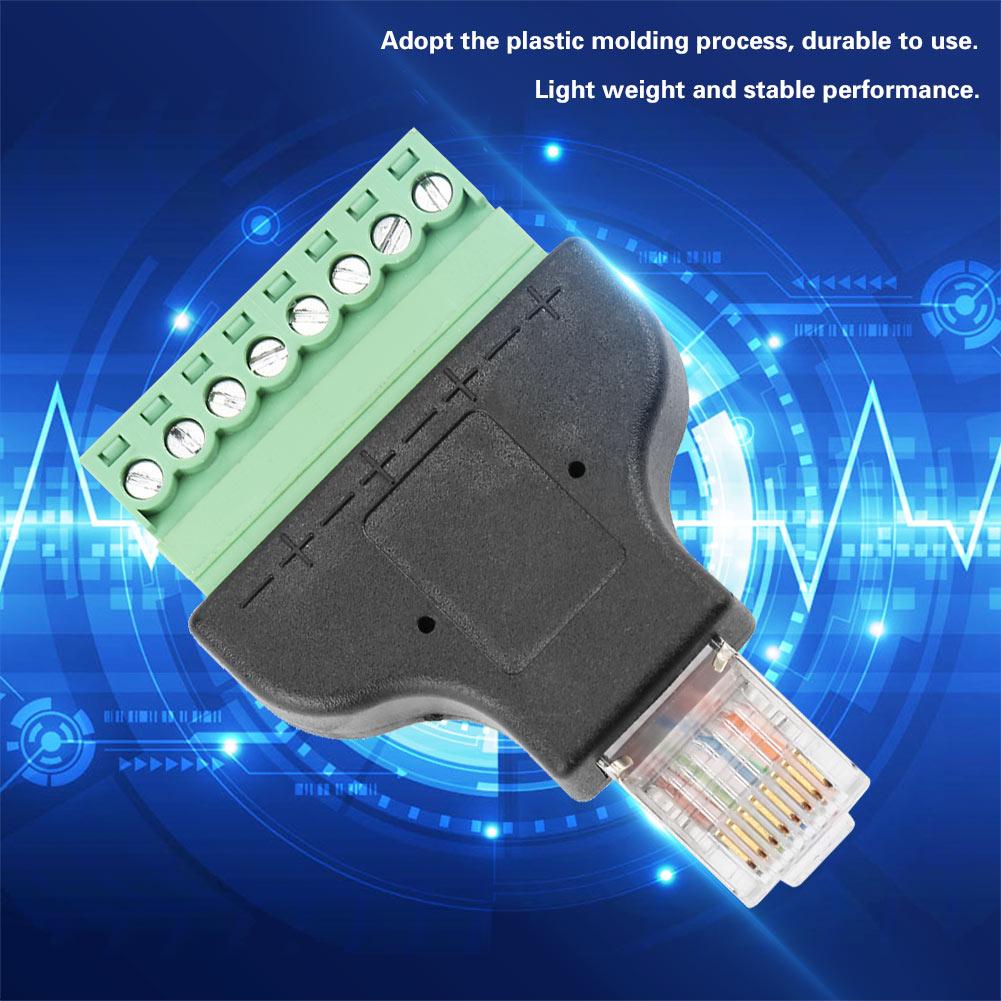 8P8C Ethernet RG-45 Male To Terminal 8 Pin Digital Adapter Connector Conversion