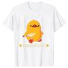2026 Womens Summer Pure Cotton Top Childrens Round Neck TShirtGirls Y2K Style Clothing Duck Holding Knife Pattern Fun Trendy