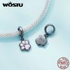 WOSTU 925 Sterling Silver Black Gold Mini Cat Paw Charms Pendant Animal Bead For Women Fit DIY Bracelet Necklace Jewelry Making