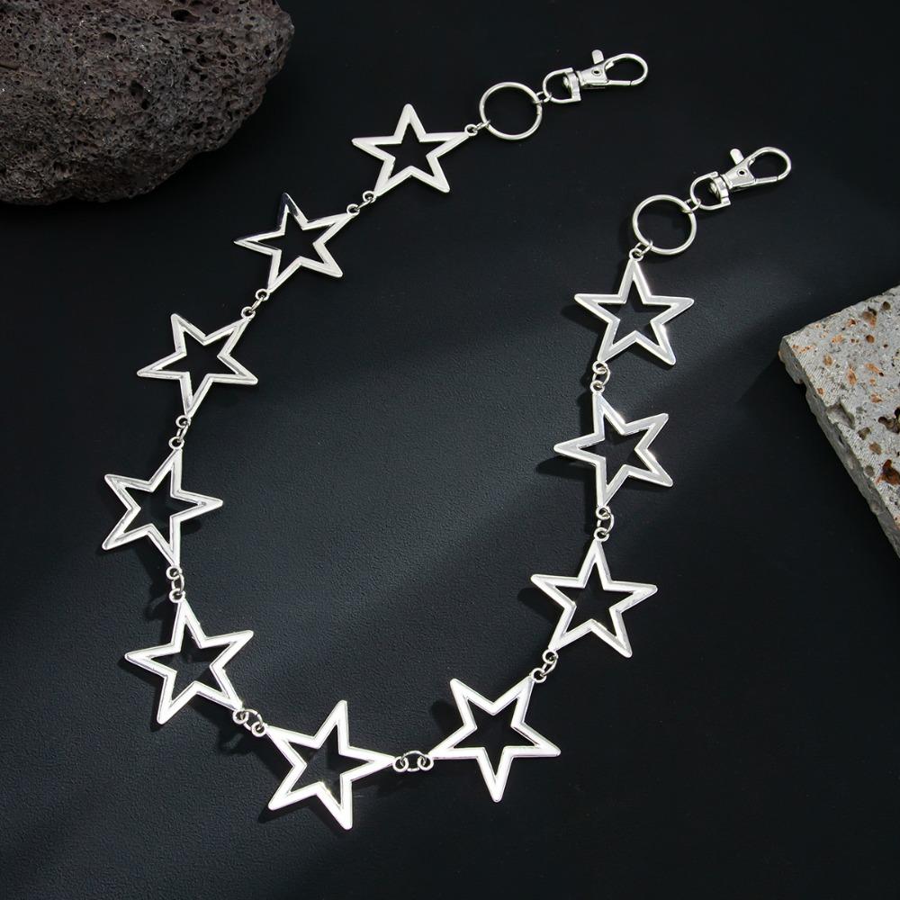 Hollow Out Metal Waist Chain Five-Pointed Punk Belt Chain Goth Star Pants Chain Steet