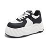 Fashion 7CM Women Leather Chunky Sneakers Spring Autumn Platform Casual Shoes Lace-up Breathable Sports Shoes Woman Vulcanized Shoes