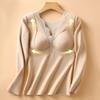 Thermal Bottoming Tops with Built-in Chest Pads DE Velvet Double Layer Warmth Long Sleeve