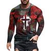 3D Faith Jesus Cross Print Workout Athletics Tee Tops Summer Men Long Sleeve O Neck Casual T Shirt Vintage Street Harajuku Style