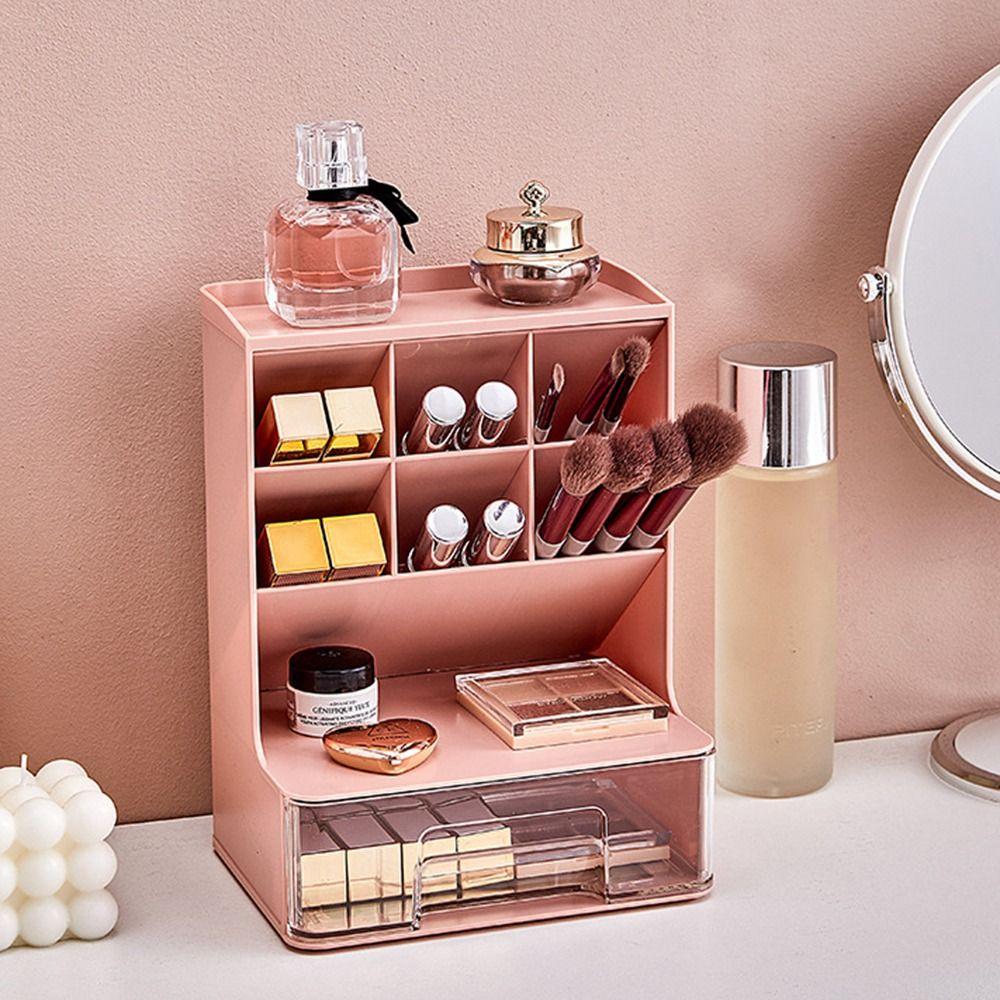 6-Grid Oblique Pen Holder Solid Color Cosmetics Storage Box Stationary Organizer  Home