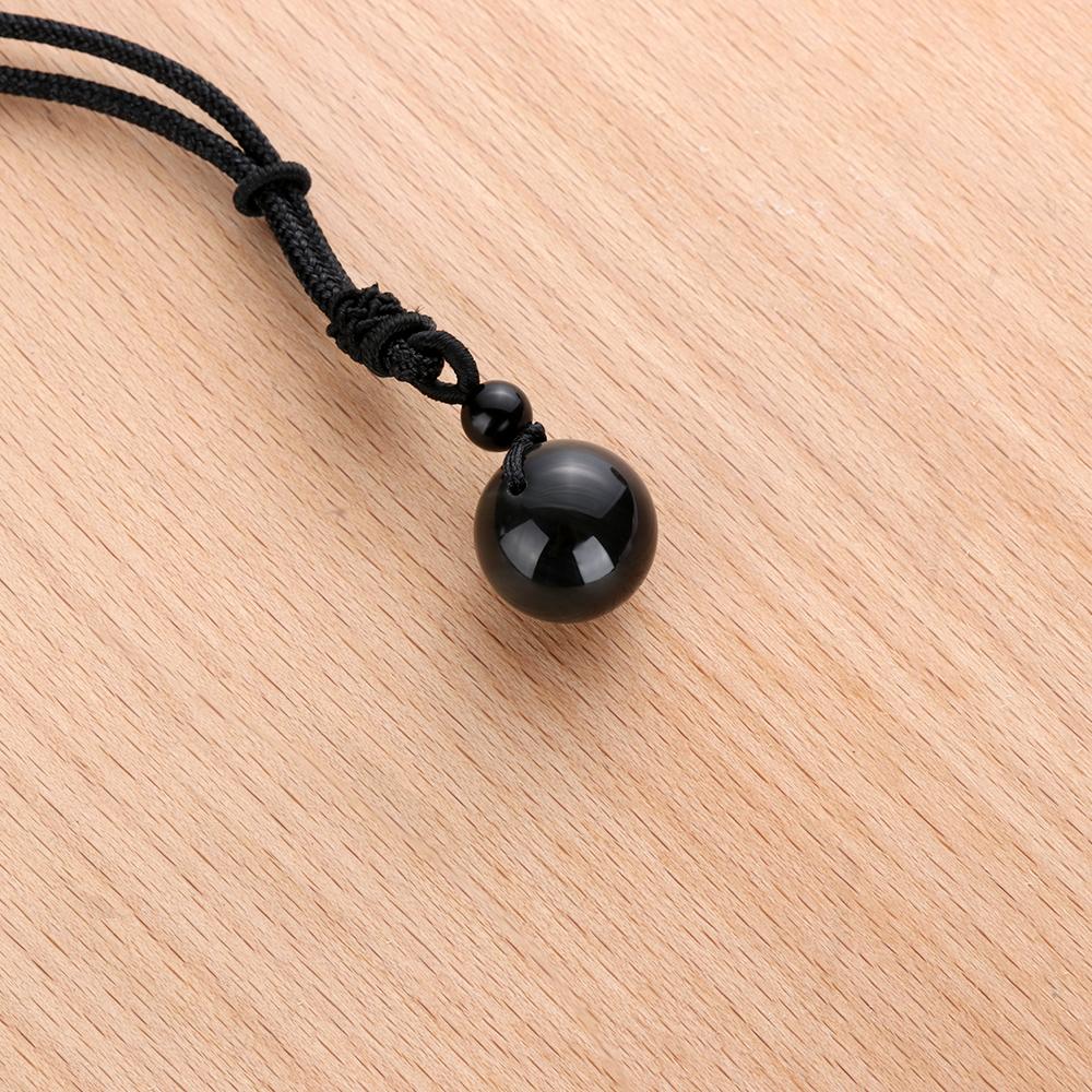 Fashion Blessing Lucky Amulet Necklace Obsidian Pendant Round Ball