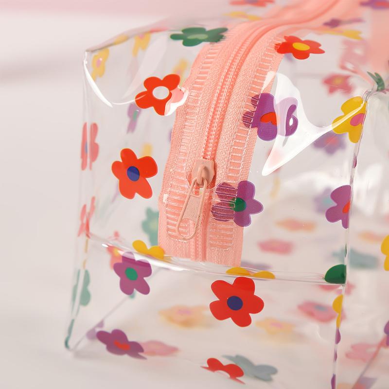 Portable Transparent Makeup Bag Zippered PVC Cosmetic Pouch for Women Travel Toiletry Storage Bag