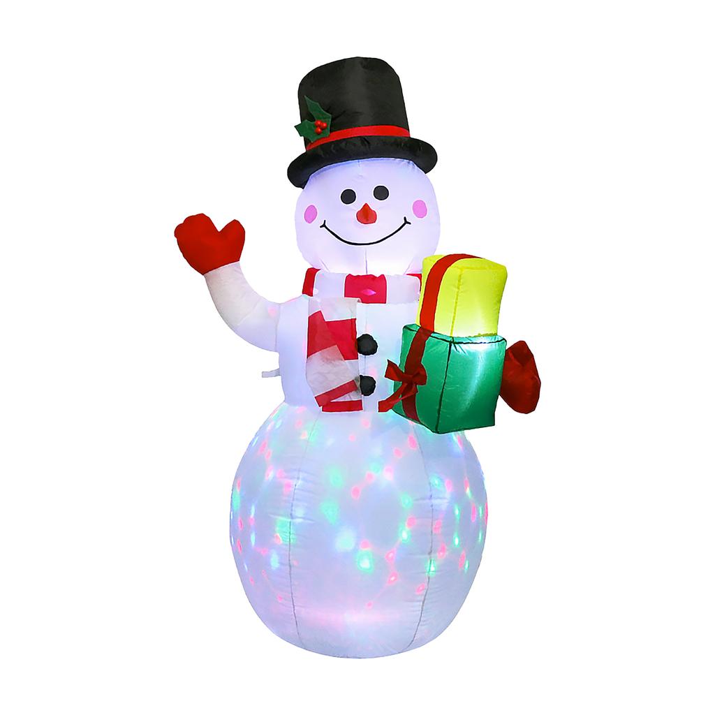 5FT Christmas Inflatables Snowman Shaped LED Rotating Colored Lights Blow Up Xmas Inflatable Props