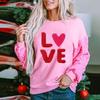 Women Valentines Day Sweatshirt Sequin Sleeves Heart Pattern Bright Color Round Neck Long Sleeve Loose Mid Length Pullover Party Holiday Top