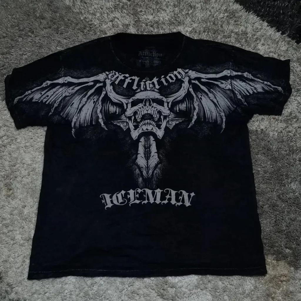 Ретро Панк Хип-Хоп Графический Принт Оверсайз Футболка Мужская Новая Круглый Вырез Короткий Рукав Топы