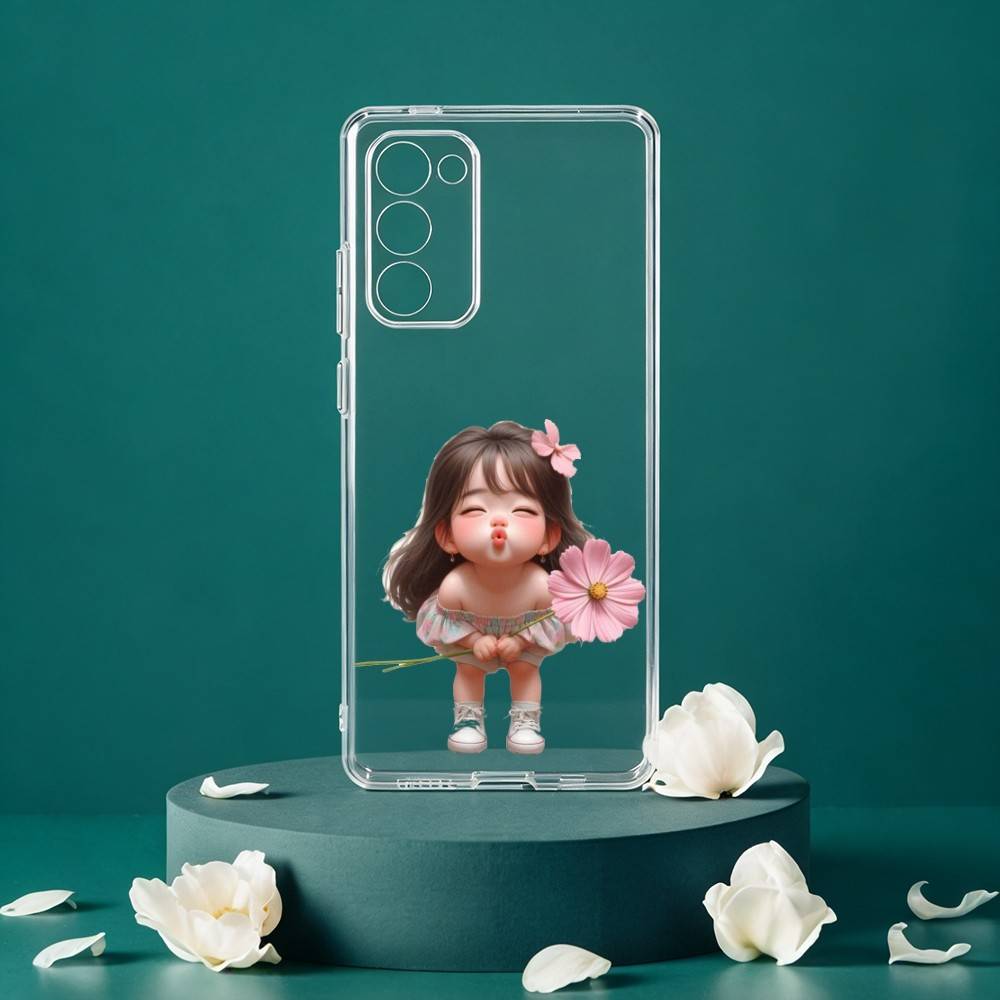 Мультяшный милый чехол для телефона с изображением девочки для Samsung Galaxy S24 S25 S23 S22 S21 Plus S24 S25 Прозрачный чехол