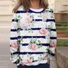 Women's Casual Fashion  Vintage Printed Long Sleeve O-Neck Sweatshirt Layer Pullover Top