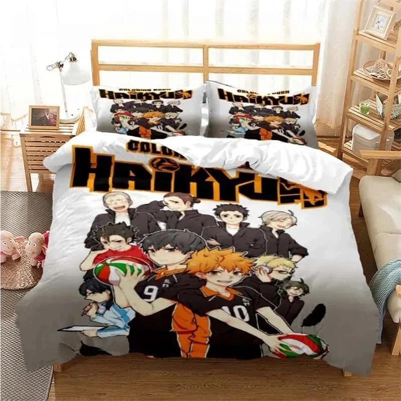 3D Pirnted Volleyball Haikyuu Duvet Cover Set Cartoon Kids Boys Bedding Set Bedclothes Girls Teens Quilt Cover Bed Linen Set