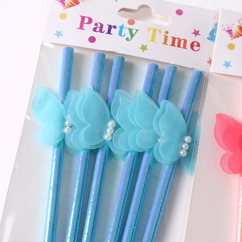 Biodegradable Pearl Butterfly Paper Straws – Perfect for Weddings & Coffee Shops