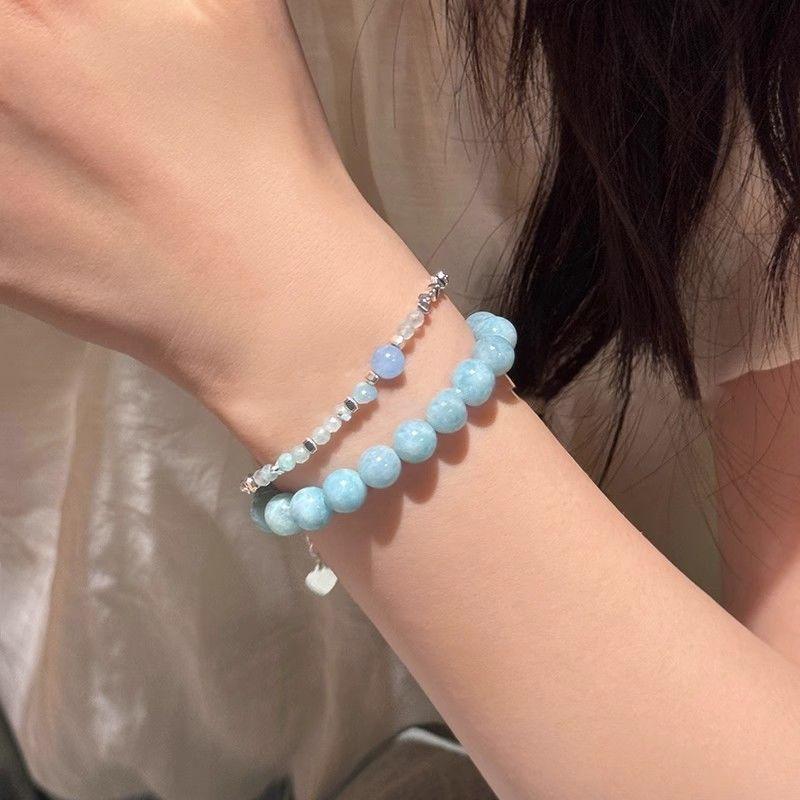 Broken Silver Black Gallstone Crystal Bamboo Bead Bracelet Fashionable Simple Exquisite Light Luxury High-end Temperament Niche Bracelet