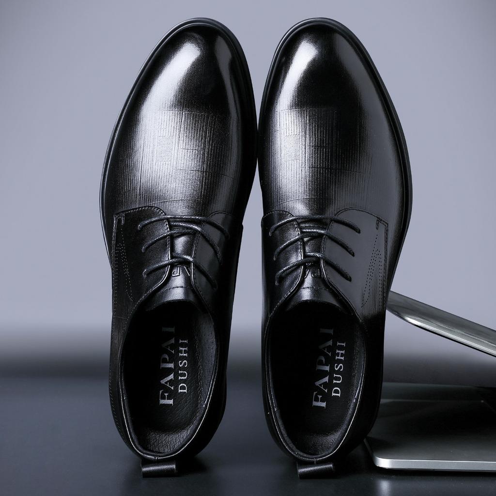 2025 Leather Shoes Men's Dress Business British Style Leather Men's Shoes First Layer Cowhide Premium Wedding Dress Derby Shoes