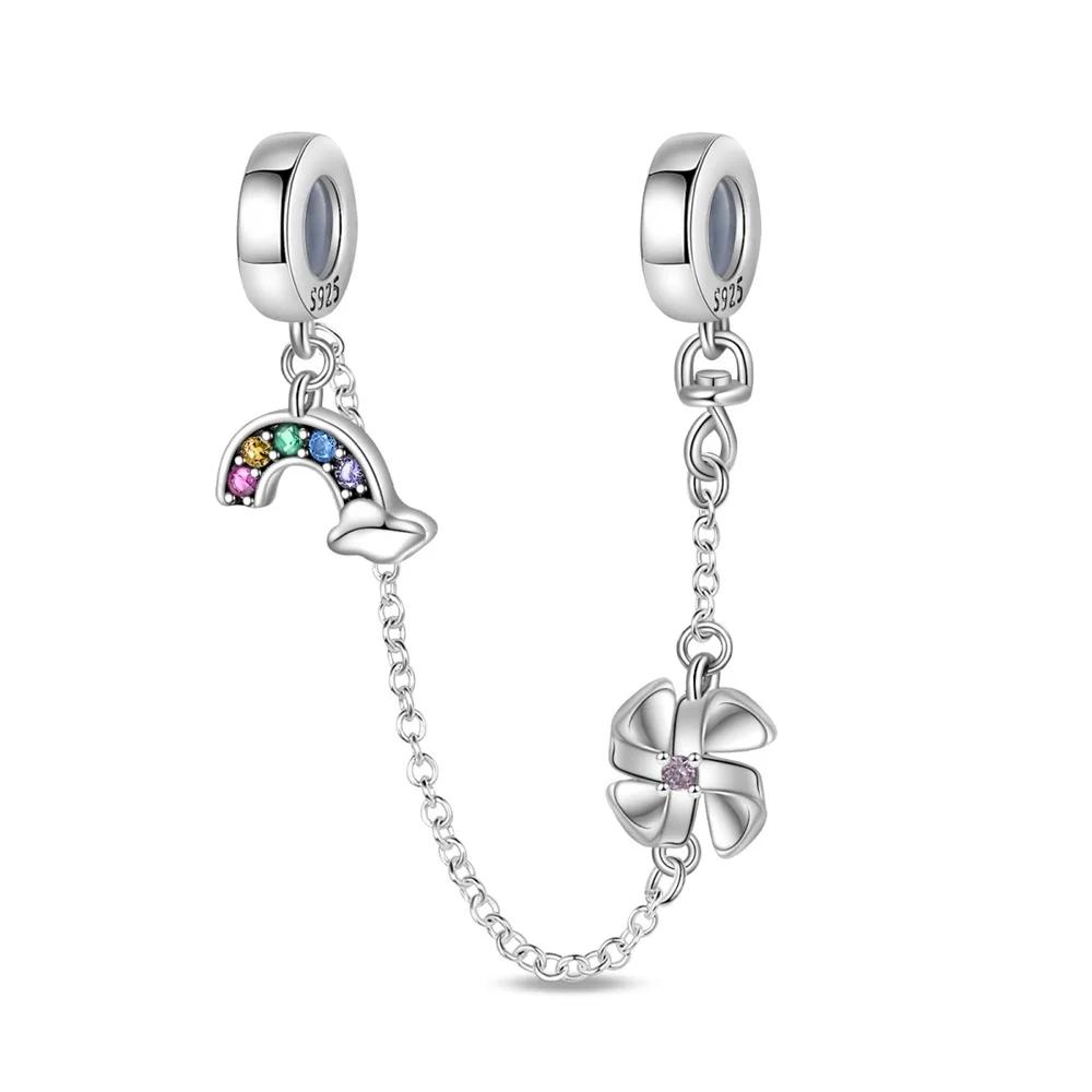 Подлинная медная цепочка безопасности для рождественской елки в виде соединенных сердец, подходит для оригинального браслета, DIY шармы для изготовления ювелирных изделий