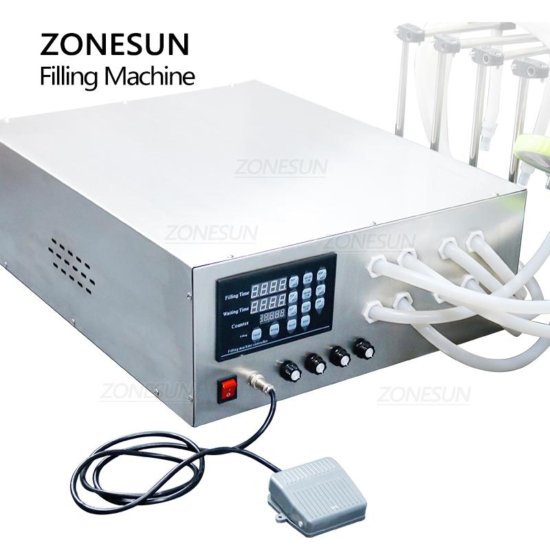 ZONESUN Машина для розлива жидкостей Электрическая 4-головочная 17 л/мин Высокая производительность Розливщик для пальмового масла Лосьона Шампуня Геля Соуса ZS-GFK17B4