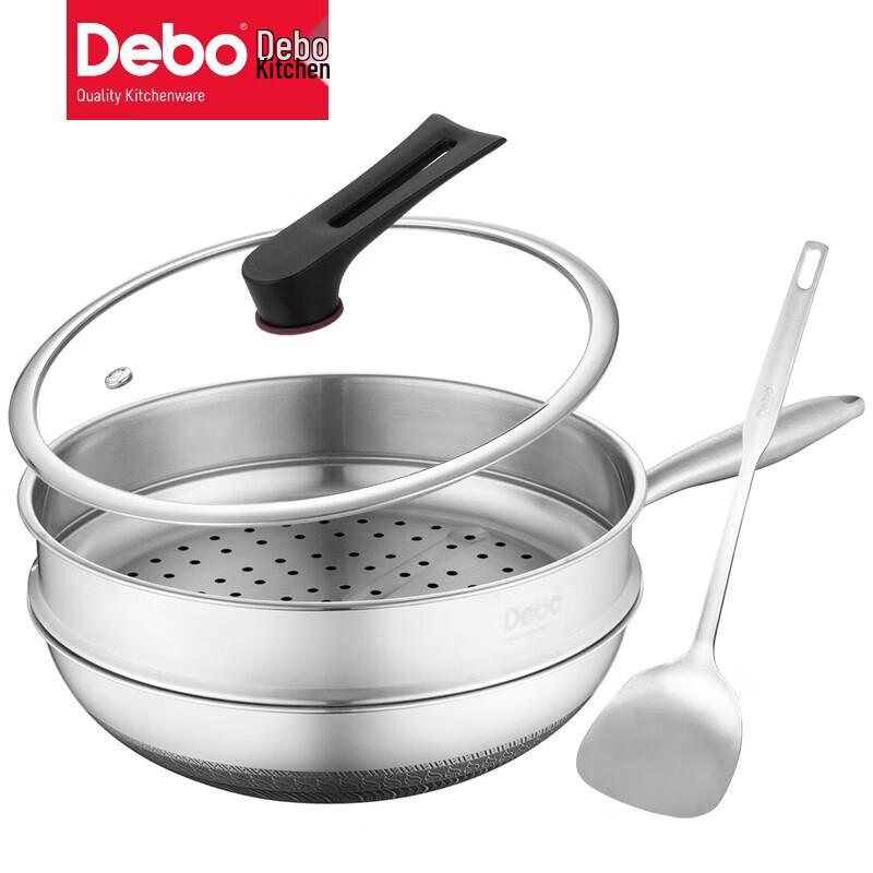 Антипригарная сковорода Debo из нержавеющей стали 316 с сотовым дном, 32 см