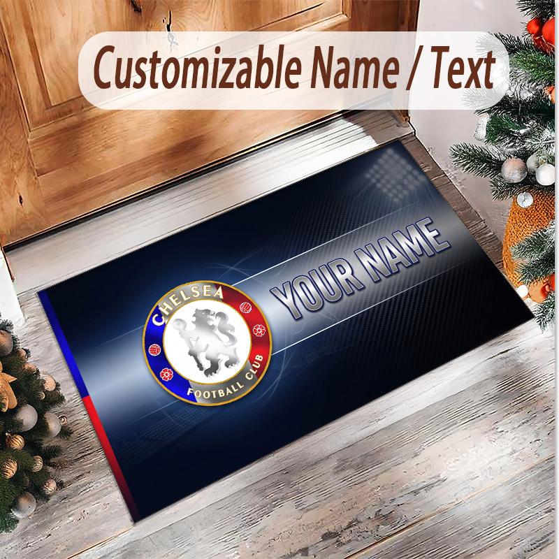 Personalized Crystal Velvet Carpet Chelsea FC Pattern Non Slip Floor Rug