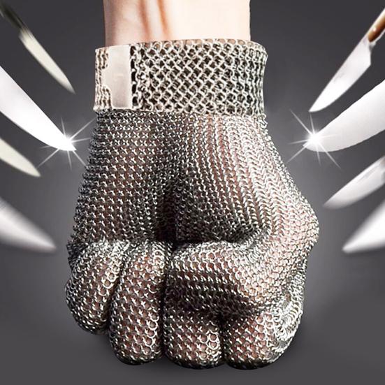 Yousheng Cut Resistant Glove Stainless Steel Mesh Metal Glove Adjustable Wrist Buckle Gloves Multi-Purpose Butcher Glove for Kitchen Cooking
