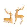 2x Reindeer Figurines Christmas Decor, Elk Sculptures, Sitting Standing Deer Statues Ornaments for Party Desktop Holiday Xmas