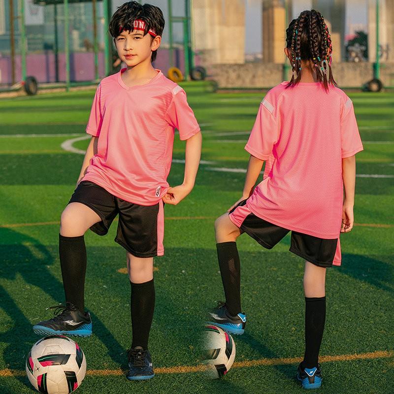 Kids Soccer Uniform Set Quick Dry Breathable Training Match Jersey Short Sleeve Sportswear Boys Girls